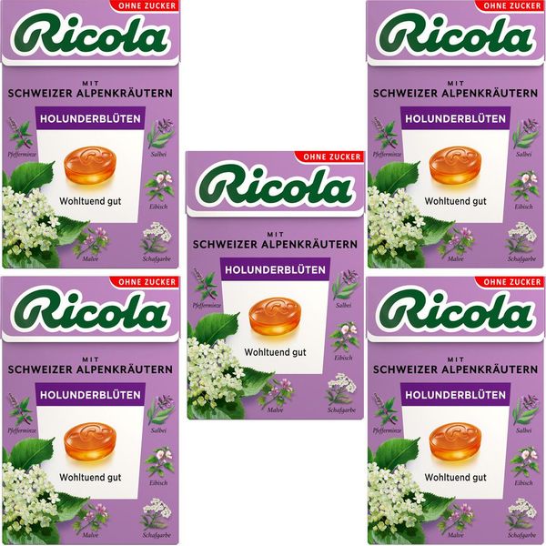 Ricola Fiori Di Sambuco Senza Zucchero In Una Rinfrescante Confezione Da 50 G Di 5 Pezzi-image