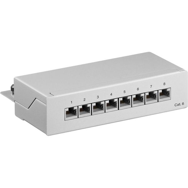 Goobay 93047 Pannello Patch Cat 6 Mini/Desktop, 8 Porte, Grigio - Schermato Stp, Grigio-image