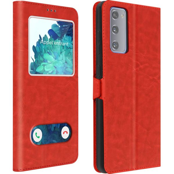 Samsung Galaxy S20 Fe Cover Con Doppia Finestra E Funzione Stand - Rosso-image