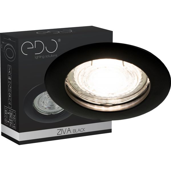 Lampada Da Incasso A Soffitto Faretto Da Incasso A Soffitto Ziva Black IP20 Rotondo Nero EDO777308 Edo-image