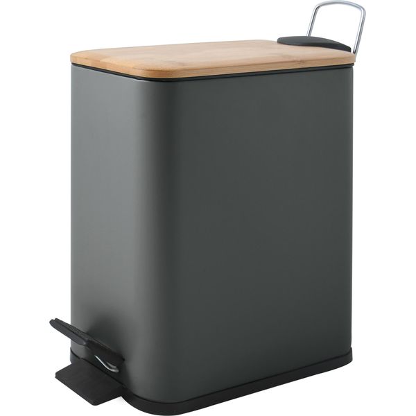 Cestino Per Cosmetici Spirella Da 5 Litri In Acciaio Inox Con Chiusura Ammortizzata E Contenitore Interno "Erik"" Cestino Per Bagno Cestino Per Rifiuti Softclose In Bambù Antracite"-image