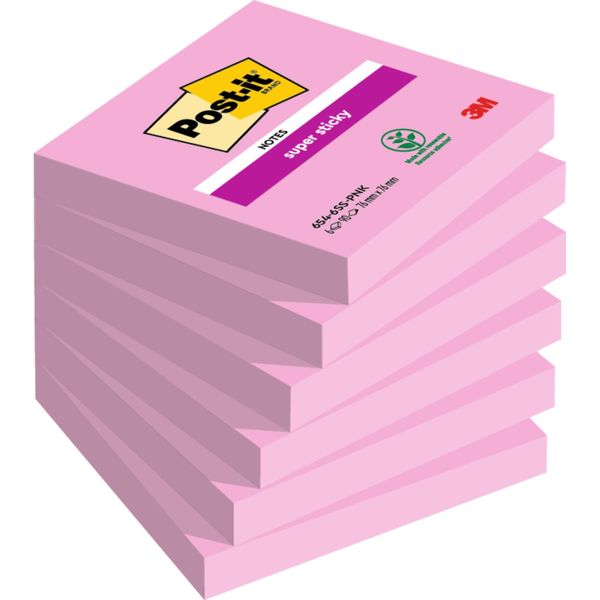 Post-It® 7100259225 Post-It® Super Sticky Haftnotizen Extrastark Pink 6 BlöCke-image