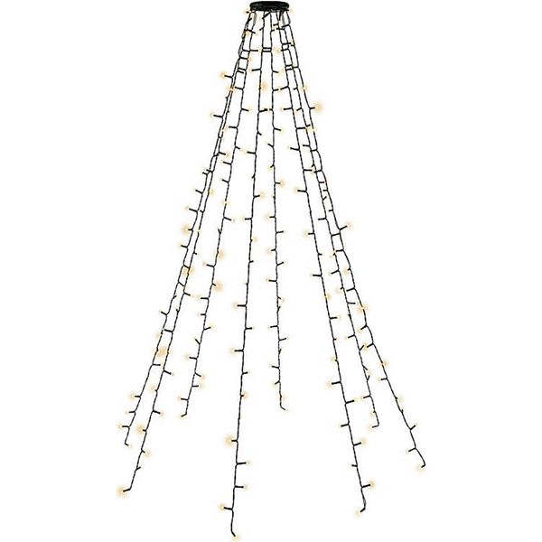 Goobay 60385 200 Led Per Albero Con Anello, 8X 1,5 M, Verde Oliva-Nero - Con Timer E Funzione Di Memoria, 8 Modalità Di Illuminazione, Trasformatore Da 24 V Per Esterni, Bianco Caldo (2500 K), Per Uso Interno Ed Esterno-image