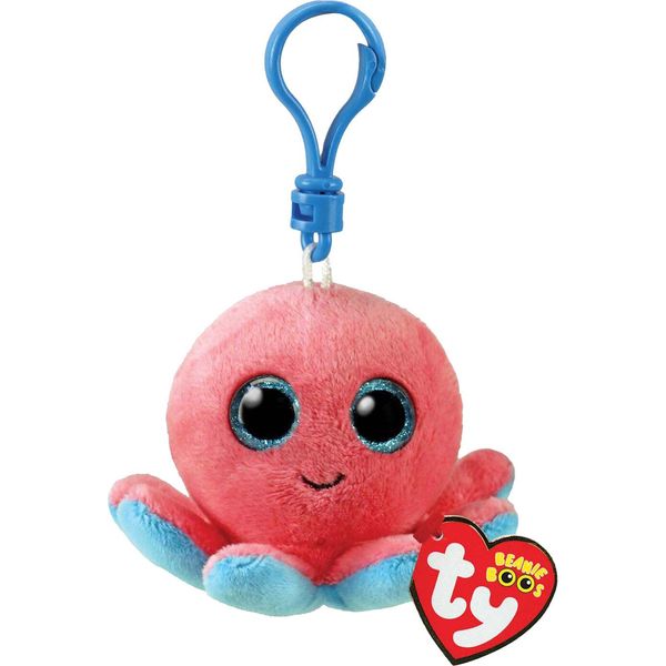 Ty Portachiavi Beanie Boos Clip - Polpo-Sheldon - Rosso Corallo Occhi Blu - 12 Cm - T35255 Ty-image