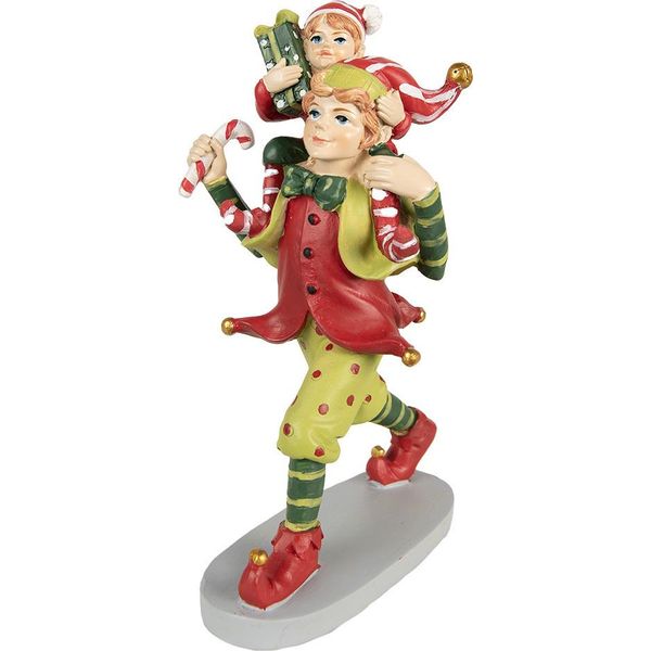Clayre & Eef Decorazione Natalizia Elfo 19 Cm Rosso Verde In Poliresina-image
