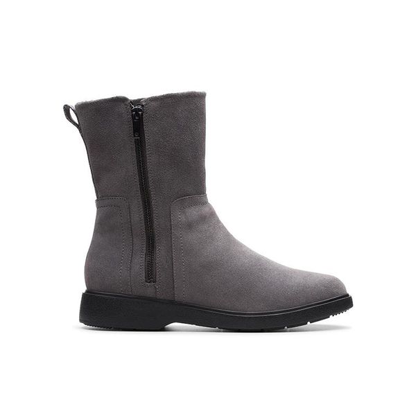 Clarks Un Elda Mid Grigio Stivali Di Pelle Isolati E Impermeabili 39,5-image