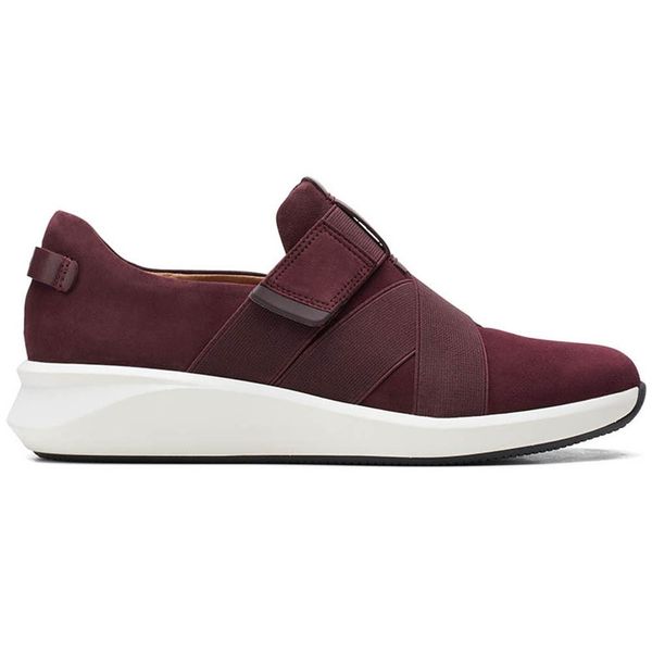 Clarks Donna Un Rio Strap Stivali Bordeaux In Pelle Scamosciata Velcro Clarks Donna Un Rio Strap Stivali Bordeaux In Pelle Scamosciata Velcro Stivali 36-image