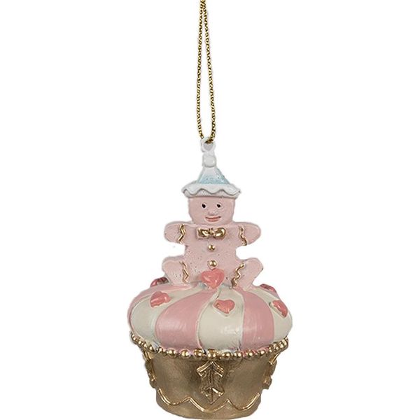 Clayre & Eef Ciondolo Natalizio Cupcake Ø 5X8 Cm In Poliresina Rosa-image