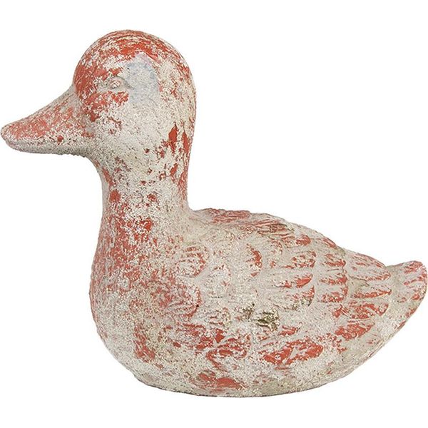 Figura Decorativa Clayre & Eef Anatra 15X8X12 Cm Pietra Grigia Rossa-image