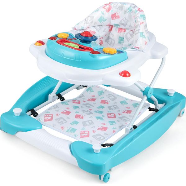 Costway Girello 6 In 1, Girello Con Musica, Luce, Pedana E Cuscinetto Per I Piedi, Girello Per Bambini, Girello Per Bambini Da 6 Mesi, Turchese-image