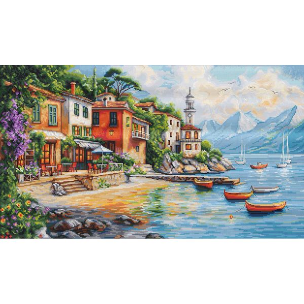 Luca-S Kit Per Ricamo A Punto Croce "Varenna"", Schema Contato, 50X29Cm"-image