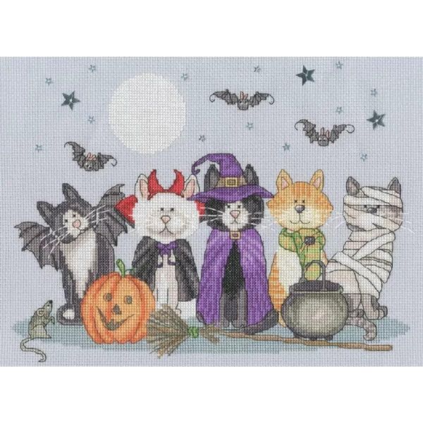 Kit Per Ricamo A Punto Croce Bothy Threads "Gatti Diabolici"", Schema Contato, XKTB19, 30X22Cm"-image