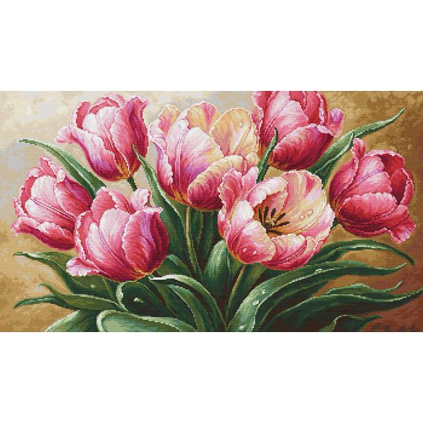 Luca-S Kit Per Ricamo A Punto Croce "Graceful Tulips"", Schema Per Il Conteggio, 56X32Cm"-image