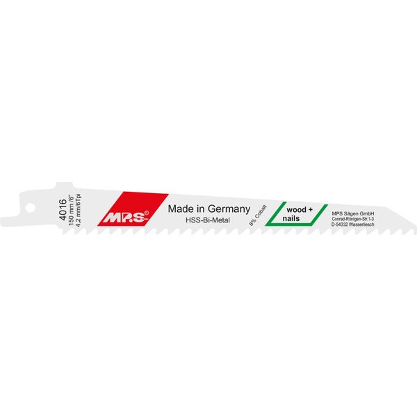 Lama Per Sega Alternata Bimetallica Mps, Fresata E Incastonata Lunghezza Totale 150/Lunghezza Denti 130 Mm, Passo Denti 4,2 Mm : 150 Mm : 4,2 Mm Esecuzione: 150 Mm Passo Denti: 4,2 Mm-image