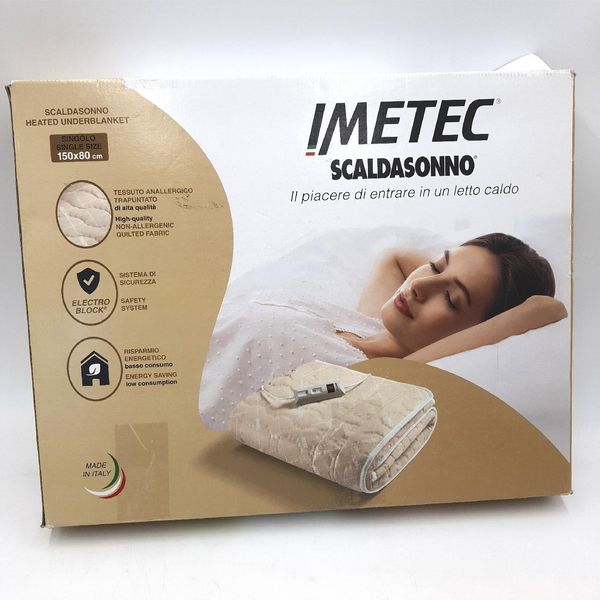 Imetec Coperta Elettrica, Poliestere/Plastica, Lavabile, Arresto Automatico, Beige, 150X80Cm-image