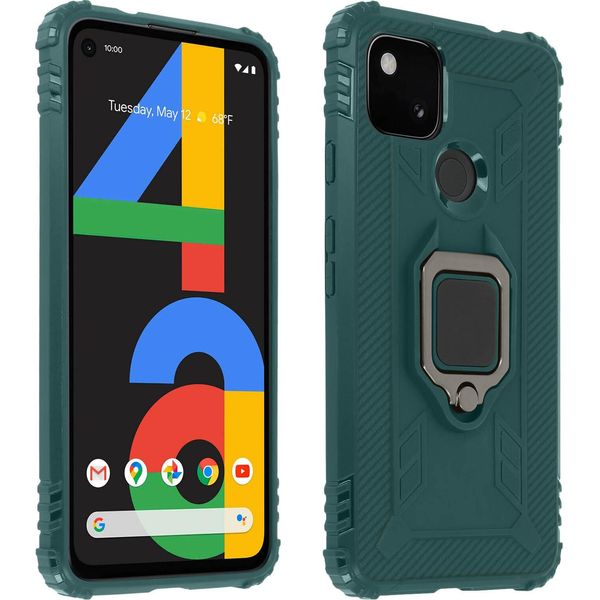Custodia Antiurto Per Il Cellulare Google Pixel 4A Con Supporto Ad Anello - Verde-image