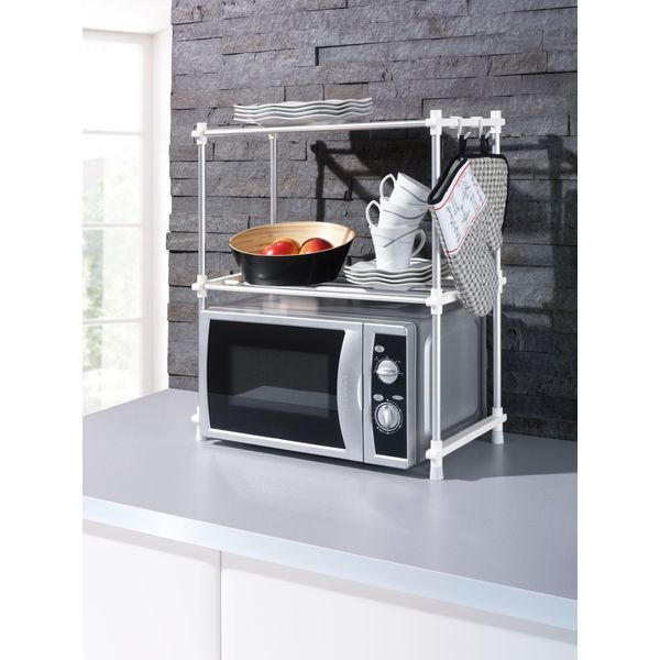 KüChenregal Ruco, Weiß (Aluminiumfarben, Weiß), B:51Cm H:63Cm T:27Cm, Aluminium, Regale, Aluminium/Kunststoff, 2 Ebenen-image