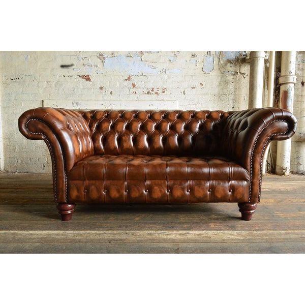 Divano Chesterfield In Pelle Divano Imbottito Di Design 2 Posti Divani Tessili Divani Nuovi-image