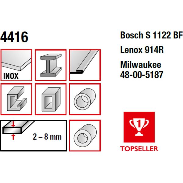 Lama Per Sega Alternativa Bimetallica Mps, Fresata E Incastonata Lunghezza Totale 230/Lunghezza Denti 210 Mm, Passo Denti 1,8 Mm : 230 Mm : 1,8 Mm Lunghezza Totale: 230 Mm Passo Denti: 1,8 Mm-image