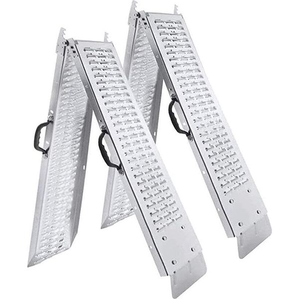 Yuenfong Rampa Di Carico Pieghevole 2 Pezzi Rampa Di Carico Fino A 400 Kg, Rampa Di Carico Antiscivolo Con Maniglia Rampe Di Carico Per Moto Atv Quad, 180 X 22,5 Cm-image