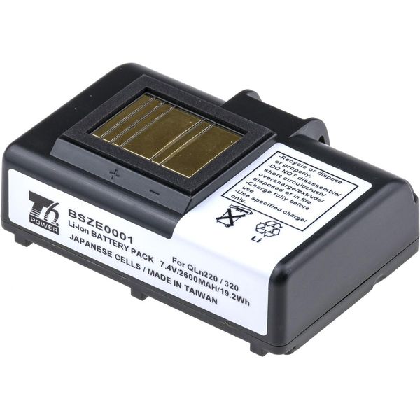 Batteria T6 Power Per Zebra Qln320, Li-Ion, 7,4 V, 2600 Mah (19,2 Wh), Nero-image
