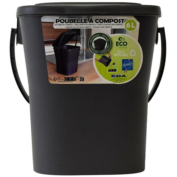 Eda 013119 R G.Ant Bidone Per Compost Eda Kompost, 6 Litri, Antracite-image