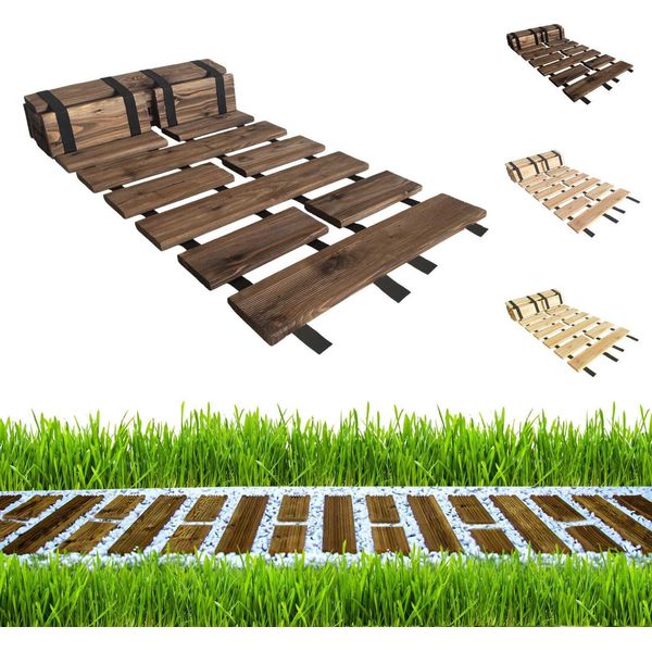 Be4Nature Sentiero In Legno Da Giardino 50X200 Cm Marrone - Passerella In Larice Srotolabile, Antiscivolo, Flessibile, Ideale Per Giardino E Terrazzo-image