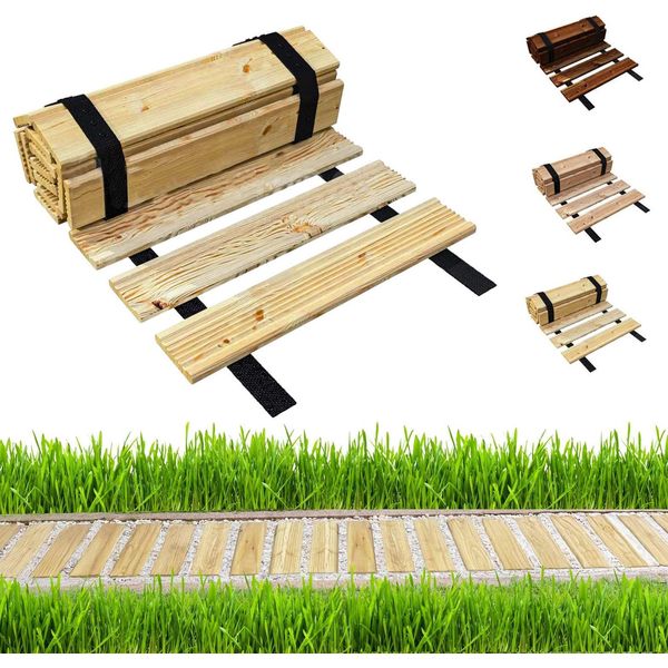 Passerella In Legno Da Giardino Be4Nature 30 X 100 Cm Marrone Chiaro - Sentiero Rotabile In Legno Di Larice, Antiscivolo, Flessibile, Ideale Per Il Giardino E La Terrazza-image