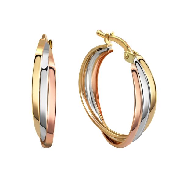 Paar Creolen "Gold 333 Dreifarbig 20Mm Durchmesser", Bunt (Mehrfarbig), Fascination By Ellen K., Ohrringe, Damen, One-Size, Gold-image