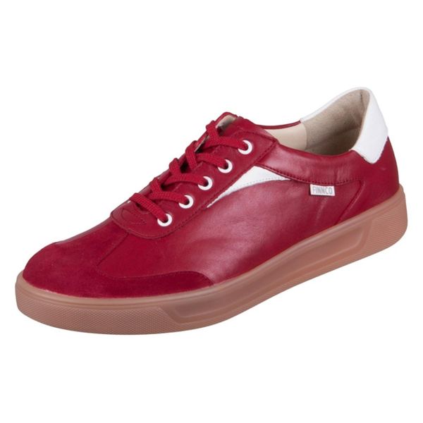 Finn Comfort Interlagos Scarpa Stringata, Donna, Sneaker, Rosso/Bianco, Pelle, - Marca Finn Comfort, Rosso, Pelle (Velour/Nube/Clio)-image
