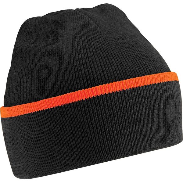 Cappello / Berretto A Maglia Beechfield Unisex RW251 (Taglia Unica) (Nero/Arancione)-image