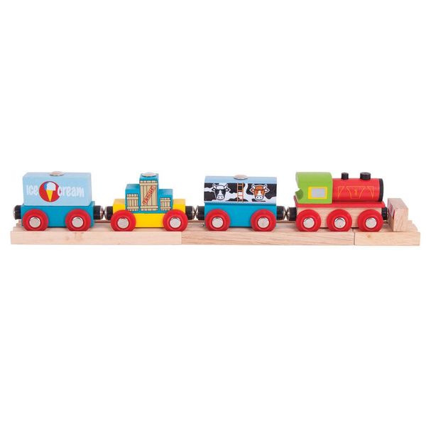 Bigjigs Treno Merci Ferroviario + 3 Binari-image