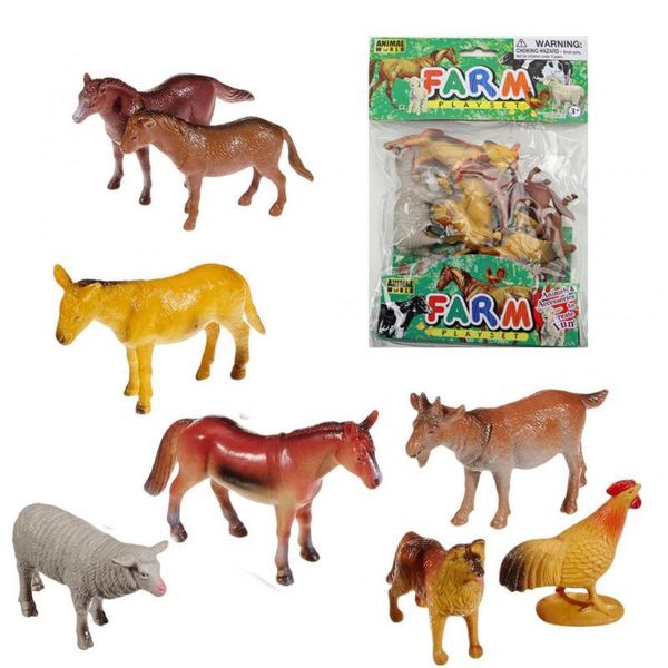 8 Speelgoed Animali Da Fattoria Asino Cavallo Cane Pecora Capra Si Adatta Agli Animali Schleich Nuovo-image