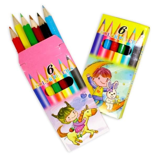 Set Di 6 Matite Colorate Per Dipingere E Colorare, 6 Matite Colorate In Legno, 9 Cm-image