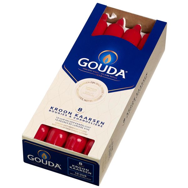 Candele Da Tavola Gouda Rosso Rubino 24 Cm - 8 Pezzi-image