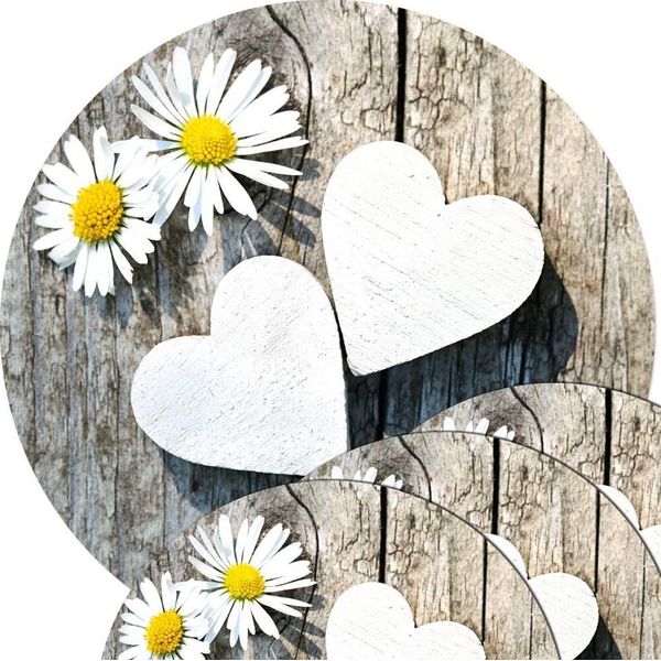 Set Di 4 Tovagliette Lavabili Rotonde Con Fiori Di Margherita-image
