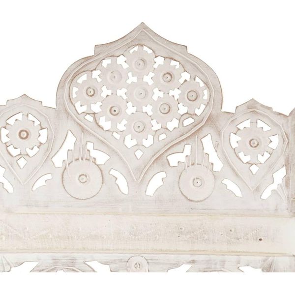 Divisorio 5 Pezzi Intagliato A Mano In Legno Massiccio Di Mango Bianco 200×165Cm-image