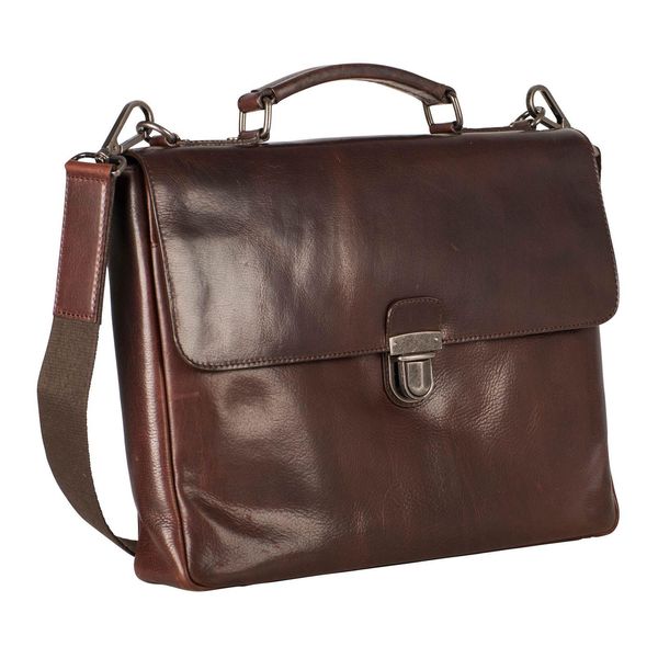 Leonhard Heyden Cartella Borsa A Tracolla Con Scomparto Per Laptop Roma Briefcase 1 Compartment Brown Marrone-image
