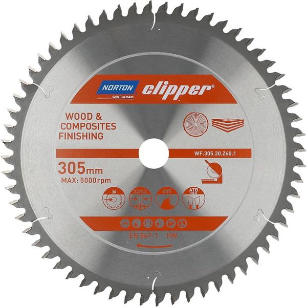 Lama Per Sega Circolare Norton Clipper Per Legno/Materiali Compositi 305X30 60Z-image