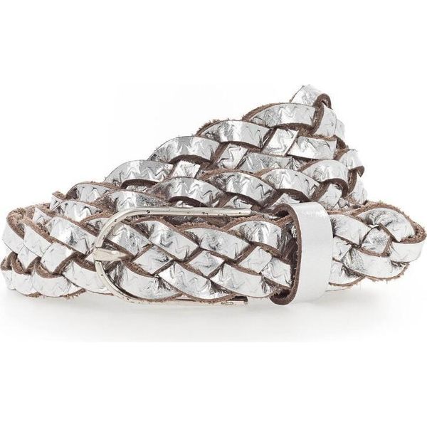 Vanzetti Pelle Cintura Braided Women's Belt W80 Silver Metallic Argentato-image