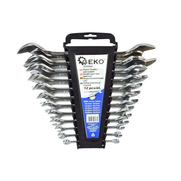 Set Di 12 Pezzi Di Chiavi Doppie Aperte Anello Di Chiave Ganascia Cricchetto Lucidato Crv 6-32 Mm-image