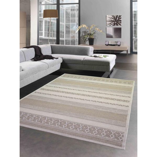 Tappeto Per Interni Ed Esterni In Sisal Balcone Cucina Terrazza Soggiorno - Motivo Diamante Diamante - Beige Dimensioni - 160X220 Cm-image