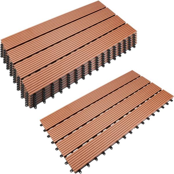 Karpal Wpc Patio Tiles Legno Plastica 36Er 6M2 Piastrelle 30X60 Cm Patio Tiles Click Tiles Balcone Tiles Impermeabile-image