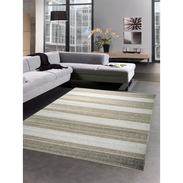 Tappeto Sisal Look Cucina Runner Tappeto Cucina Strisce Grigio Dimensioni - 60X110 Cm-image