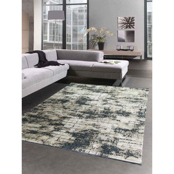 Tappeto Orientale Da Salotto Con Disegno Astratto In Nero Beige Dimensioni - 160X230 Cm-image