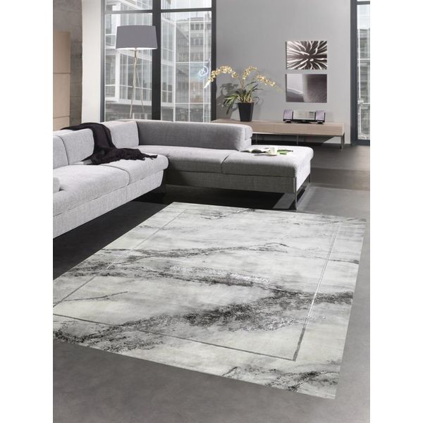 Tappeto Soggiorno Tappeto Di Design Tappeto Marmo Grigio Dimensioni - 200 X 290 Cm-image
