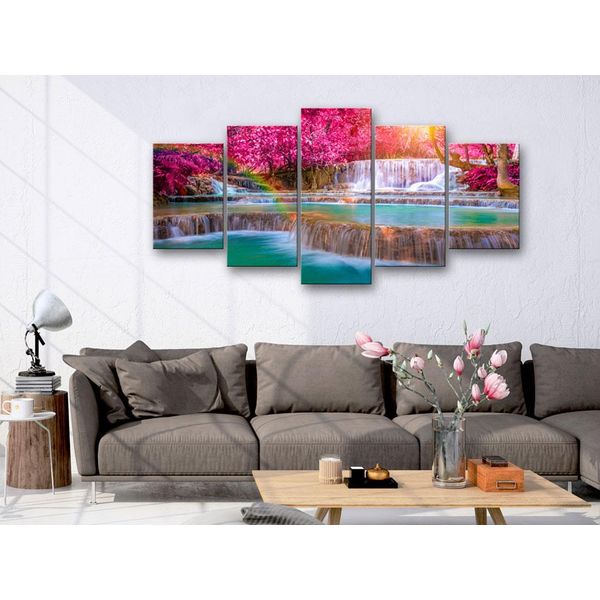 Cascata D'acqua Naturale Quadro In Vetro Acrilico Arte Moderna Da Parete Quadri In Vetro C-B-0128-K-M-image