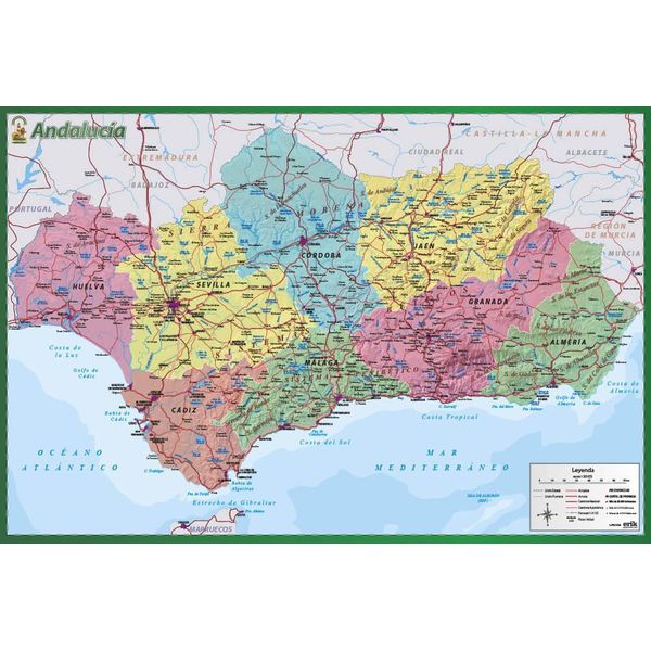 Poster Didattico Di Erik Editores: Mappa Dell'andalusia Multicolore Taglia Unica-image