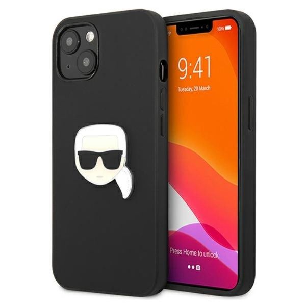 Karl Lagerfeld Klhcp13Spkmk Custodia Rigida Per Iphone 13Mini 5,4 Czarny/Nero In Pelle Ikonik Karl's Head Metal-image