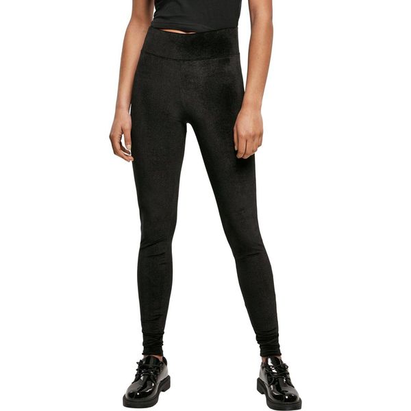 DáMské Leginy Urban Classics Donna Leggings In Velluto A Vita Alta Nero - L-image